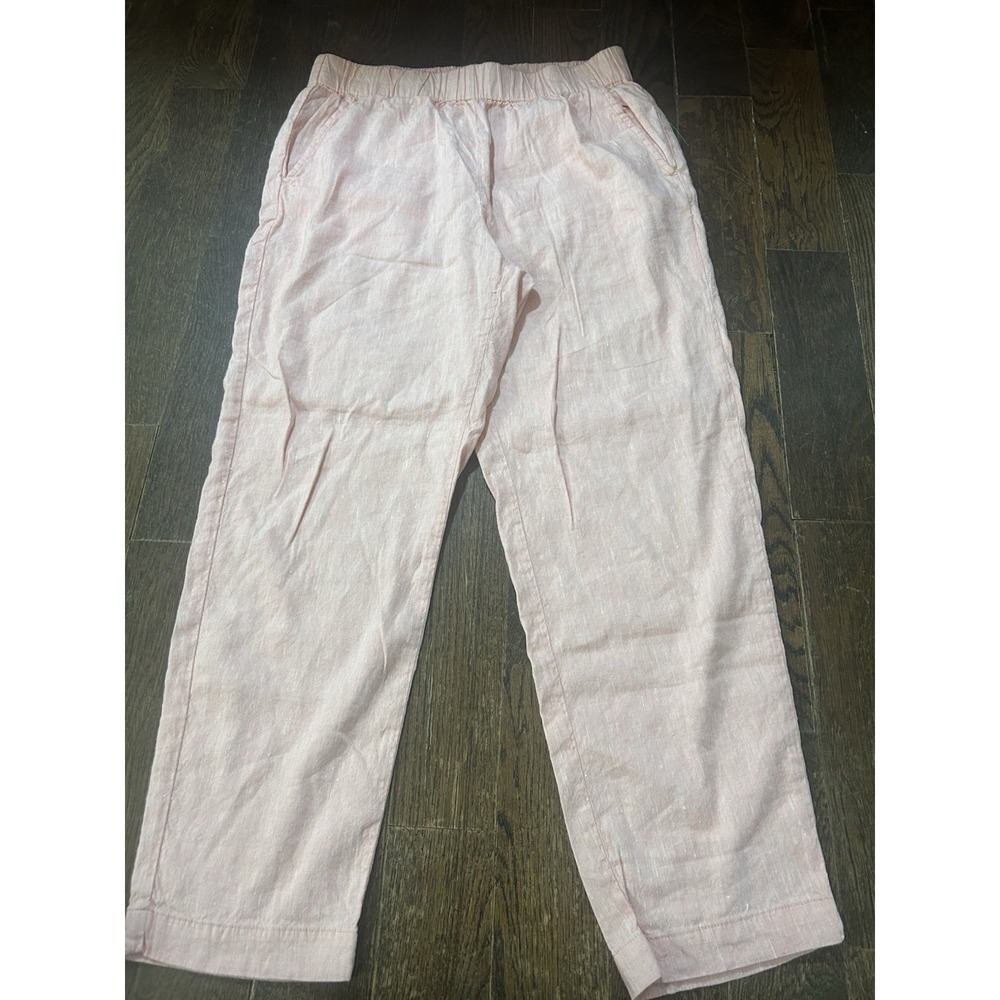 Lou & Grey Peach Elastic-Waist Casual Pants linen blend size Small